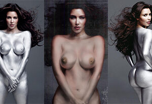 Kim Kardashian Fotos de pintura de cuerpo plateado desnudo